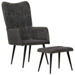 vidaXL Chaise à oreilles avec repose-pied Noir vintage Toile