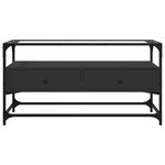 vidaXL Meuble TV et dessus en verre noir 80x35x51 cm bois d'ingénierie