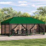 vidaXL Gazebo avec murs latéraux 6 x 3 m Vert Polyester et Acier