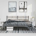 vidaXL Cadre de lit métal sans matelas avec pied de lit noir 193x203cm