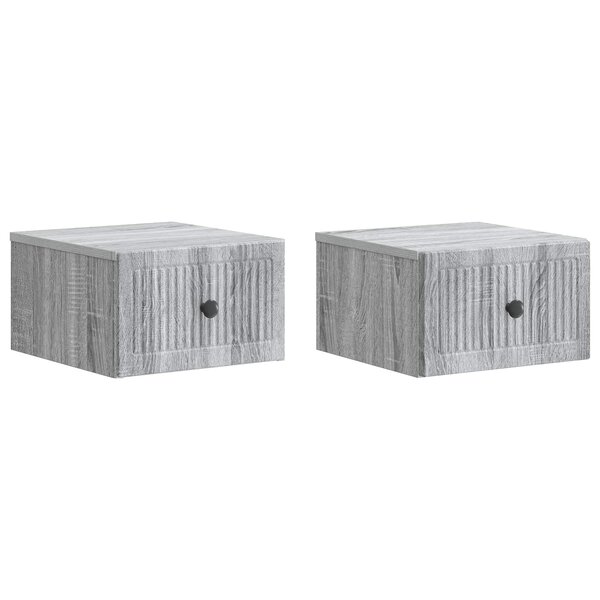 vidaXL Cabinet de chevet mural 2 Pièces Sonoma gris 33 x 34 5 x 20 cm