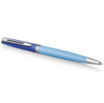 Stylo bille waterman hémisphère  laque bleue  finition palladium  recharge noire pointe moyenne  coffret cadeau