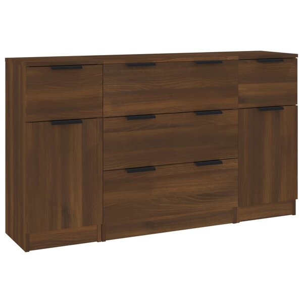 vidaXL Ensemble de buffets 3 Pièces Chêne marron Bois d'ingénierie