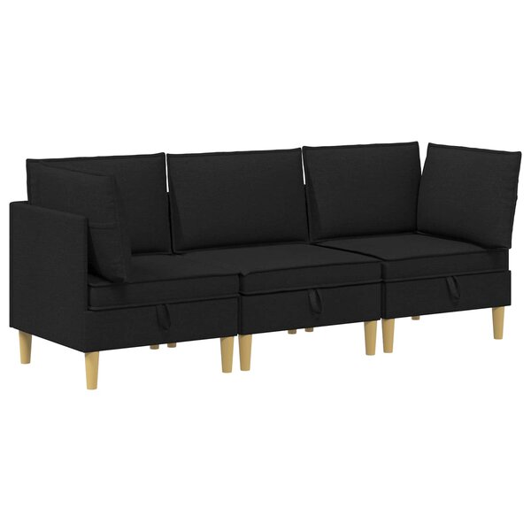 vidaXL Canapé modulaire avec rangement 3 Pièces Noir Tissu