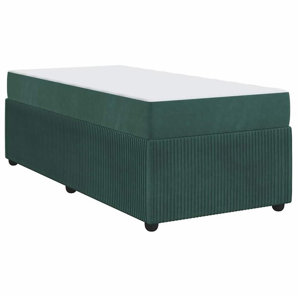 vidaXL Cadre de lit avec matelas Vert foncé 90 x 190 cm Velours