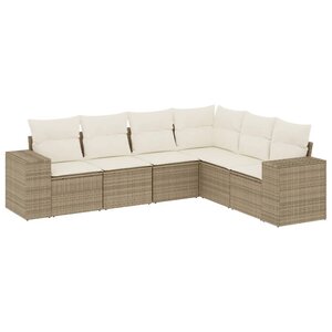 vidaXL Salon de jardin avec coussins 6 Pièces beige résine tressée