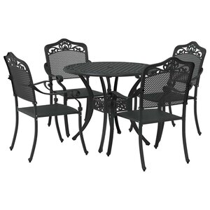 vidaXL Ensemble de salle à manger pour jardin 5 Pièces Noir Aluminium