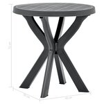 vidaXL Table de bistro Anthracite Ø70 cm Plastique