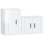 vidaXL Ensemble de meubles TV 2 Pièces blanc brillant bois d'ingénierie