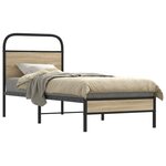 vidaXL Cadre de lit sans matelas chêne fumé 75x190cm bois d'ingénierie