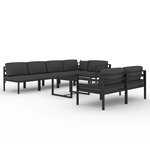 vidaXL Salon de jardin 8 Pièces avec coussins Aluminium Anthracite