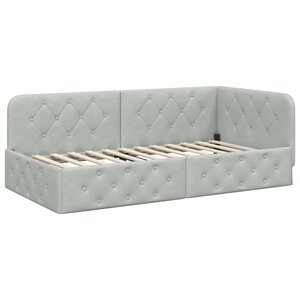 vidaXL Cadre de lit d'angle Gris clair 90 x 190 cm Velours