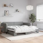 vidaXL Lit de jour avec lit gigogne gris clair 100x190 cm tissu