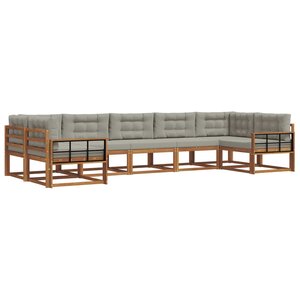 vidaXL Ensemble de canapés d'extérieur 7 Pièces Gris Naturel et Clair