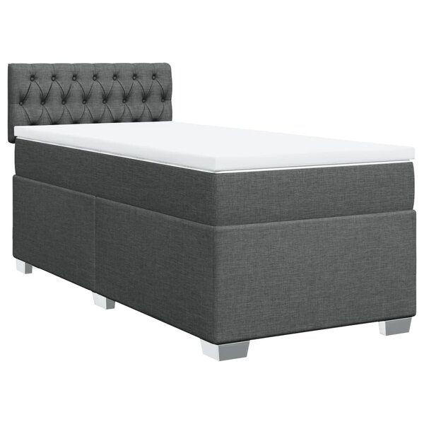 vidaXL Sommier à lattes de lit et matelas Gris foncé 90x190 cm Tissu