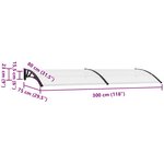 vidaXL Auvent de porte Noir et transparent 300x75 cm PC