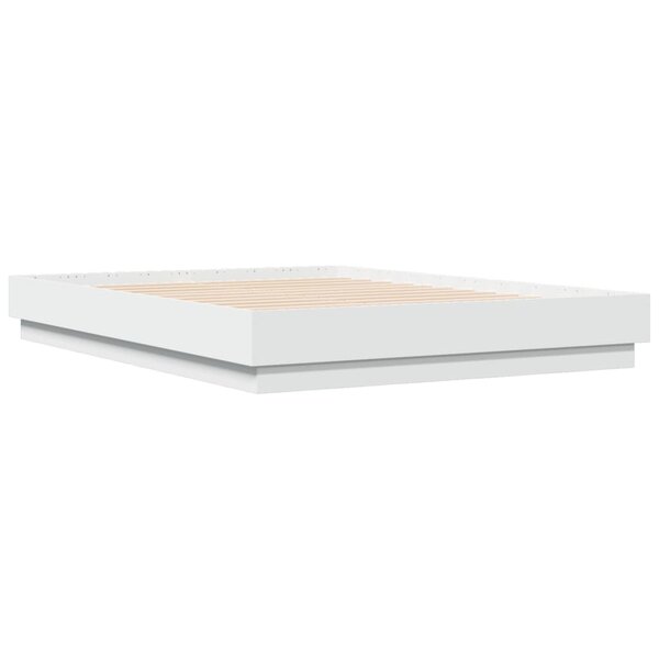vidaXL Cadre de lit blanc 135x190 cm bois d'ingénierie