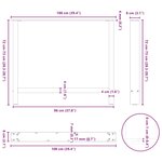 vidaXL Pieds de table à manger Noir 2 pièces 100x(72-73) cm Acier
