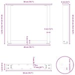 vidaXL Pieds de table basse en U  2 pièces  blanc  50 x (42-43) cm  acier