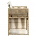 vidaXL Chaises de jardin avec coussins lot de 4 beige résine tressée