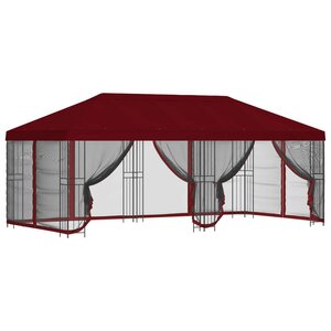 vidaXL Gazebo avec murs latéraux 6 x 3 m Bordeaux Polyester et Acier