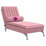 vidaXL Chaise longue de massage avec traversin rose velours