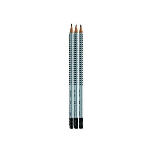 Blister 3 Crayons Grip 2001 Bout Gomme HB x 10 FABER-CASTELL