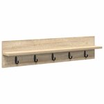 vidaXL Porte-manteau mural avec étagère Chêne sonoma 80 x 10.5 x 18 cm