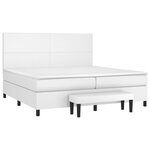 vidaXL Sommier à lattes de lit avec matelas Blanc 200x200cm Similicuir