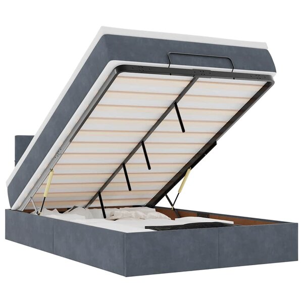 vidaXL Lit ottoman avec matelas gris foncé 120x190 cm velours