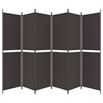 vidaXL Cloison de séparation 6 panneaux Marron 300x200 cm Tissu