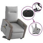 vidaXL Fauteuil inclinable de massage électrique gris nuage tissu