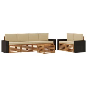 vidaXL Ensemble de canapés d'extérieur 7 Pièces Naturel et Beige