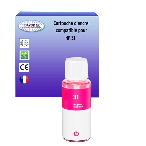 Bouteille encre compatible avec HP 31 pour HP Smart Tank 450 - Magenta - 70ml - T3AZUR