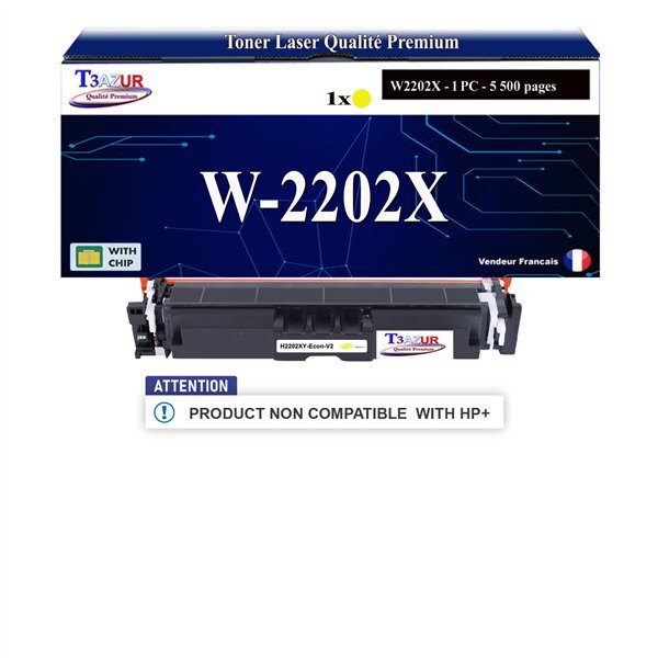 T3AZUR -Toner compatible avec HP W2202X / W2202A (220X/220A) pour HP Color LaserJet Pro MFP 4202dn 4202dw 4302fdn  4302fdw 4303dw 4303fdn 4303fdw - Jaune