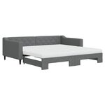 vidaXL Lit de jour avec gigogne et matelas gris foncé 100x200 cm tissu