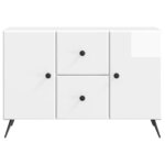 vidaXL Buffet Blanc brillant 89 x 34 5 x 60 cm Bois d'ingénierie
