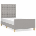 vidaXL Cadre de lit avec tête de lit Gris clair 100x200 cm Tissu