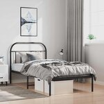 vidaXL Cadre de lit métal sans matelas avec tête de lit noir 100x190cm
