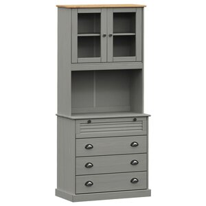vidaXL Buffet haut VIGO gris 80x40x176 cm bois massif de pin