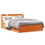 vidaXL Cadre de lit et tête de lit cire marron 135x190 cm bois de pin