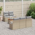 vidaXL Ensemble de canapé de jardin 6 Pièces Beige Poly rotin