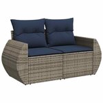 vidaXL Salon de jardin 6 Pièces avec coussins gris résine tressée