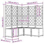 vidaXL Bac à fleurs avec Treillis 5 Pièces Marron 120 x 120 x 143 cm PP