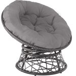 Tectake Fauteuil papasan en rotin Gargano  - gris