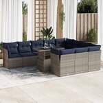 vidaXL Ensemble de canapés de jardin 11 Pièces et coussins rotin acacia