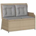 vidaXL Salon de jardin avec coussins 3 Pièces beige résine tressée