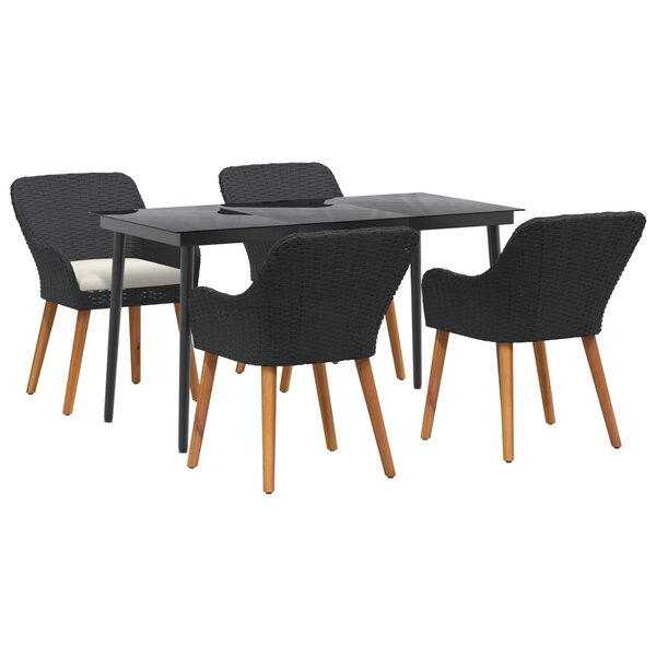 vidaXL Ensemble de salle à manger pour jardin 5 Pièces Noir polyrotin