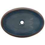 vidaXL Vasque à poser marron et bleu ovale 59x40x15 cm céramique