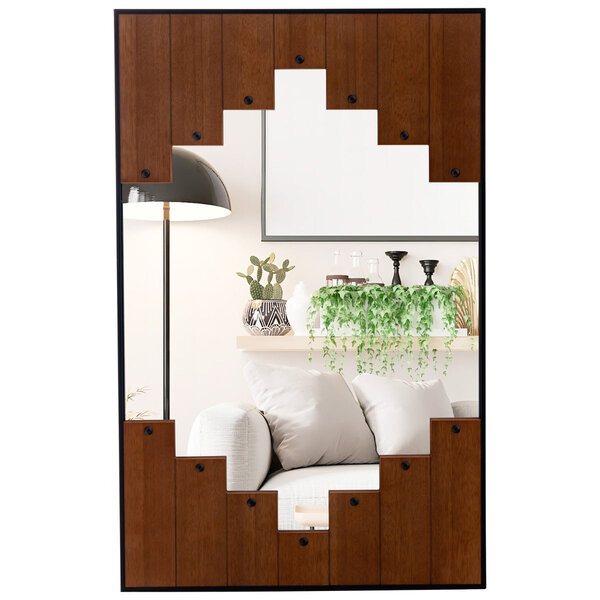 Miroir mural rectangulaire 100 x 66 cm avec réflexions claires ambiance cosy style rustique en MDF noir 20_0020037